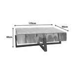 Masă de cafea cu funcție Borth, Lemn Teak, Natur, 135x90x40 cm