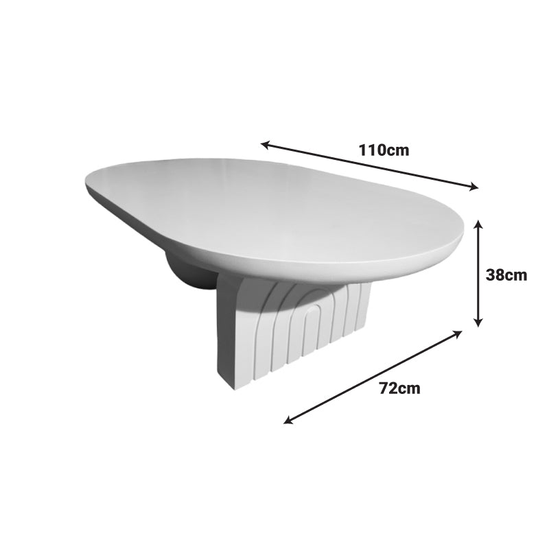 Masuta de cafea Kane, Lemn masiv de acacia, 110x72x38 cm - Alb