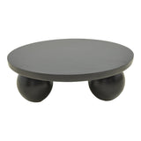 Masă de cafea din lemn de mango masiv Fedena, Rotundă, Negru, D90x30 cm