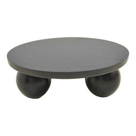 Masă de cafea din lemn de mango masiv Fedena, Rotundă, Negru, D90x30 cm