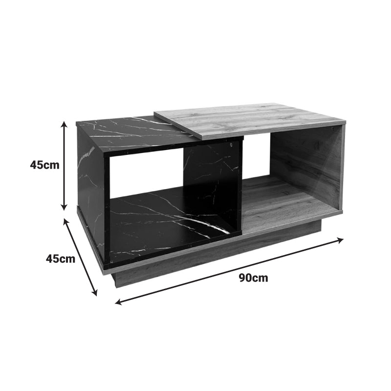 Masa de cafea eleganta Fetix, marmura neagra, lemn, 90x45x45 cm, foto produs 7