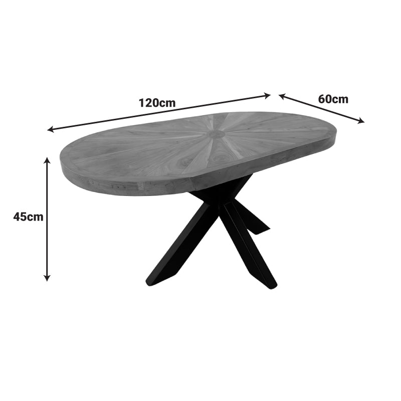 Masa de cafea, Fardy, lemn masiv de acacia, Negru, 120x60x45 cm, perspectiva suplimentara