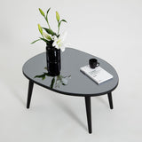 Masa de Cafea Gusto cu Sticla Securizata, Alb - Gri, 75x38x55 cm - Gri