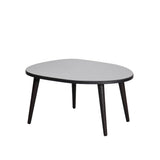 Masa de Cafea Gusto cu Sticla Securizata, Alb - Gri, 75x38x55 cm - Fumul Negru