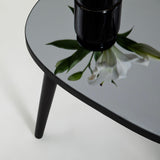 Masa de Cafea Gusto cu Sticla Securizata, Alb - Gri, 75x38x55 cm - Fumul Negru