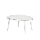 Masa de Cafea Gusto cu Sticla Securizata, Alb - Gri, 75x38x55 cm - Alb