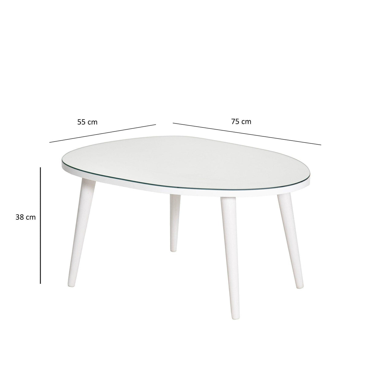 Masa de Cafea Gusto cu Sticla Securizata, Alb - Gri, 75x38x55 cm - Alb