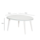 Masa de Cafea Gusto cu Sticla Securizata, Alb - Gri, 75x38x55 cm - Alb