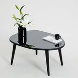 Masa de Cafea Gusto cu Sticla Securizata, Alb - Gri, 75x38x55 cm - Fumul Negru