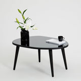 Masa de Cafea Gusto cu Sticla Securizata, Alb - Gri, 75x38x55 cm - Fumul Negru
