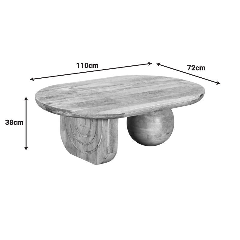 Masuta de cafea Kane, Lemn masiv de acacia, 110x72x38 cm - Natur
