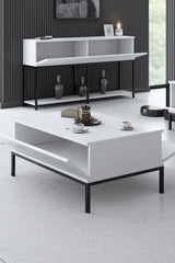 Masă de cafea Lord Bexley, alb - negru - alb - auriu - alb - argintiu, 90x60x40 cm - Black White