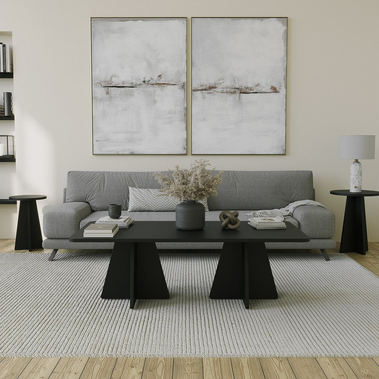Masa de cafea Mushroom 2 Neostill, Negru - Sapphire Oak, 120x60 cm - Masa de cafea Mushroom 2 Neostill, Negru - Sapphire Oak, 120x60 cm