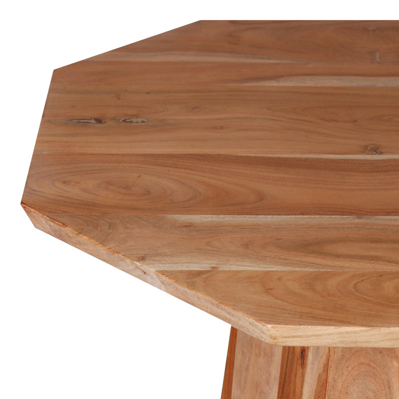 Masa de cafea octogonala Boho, Lemn de salcam, Natural, 80x80x45 cm