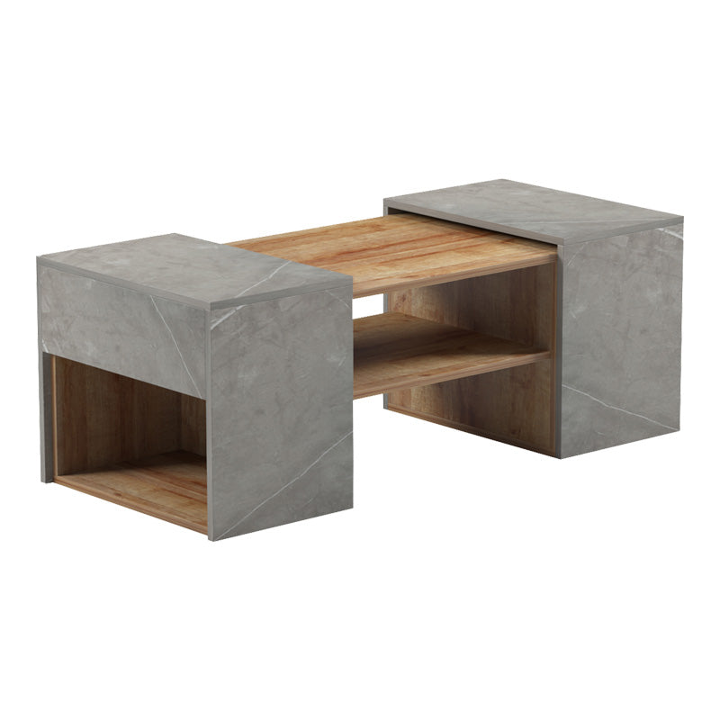 Masa de cafea polimorfa Morfi, 3 bucati, de marmura stejar-bej, 105x45x37 cm