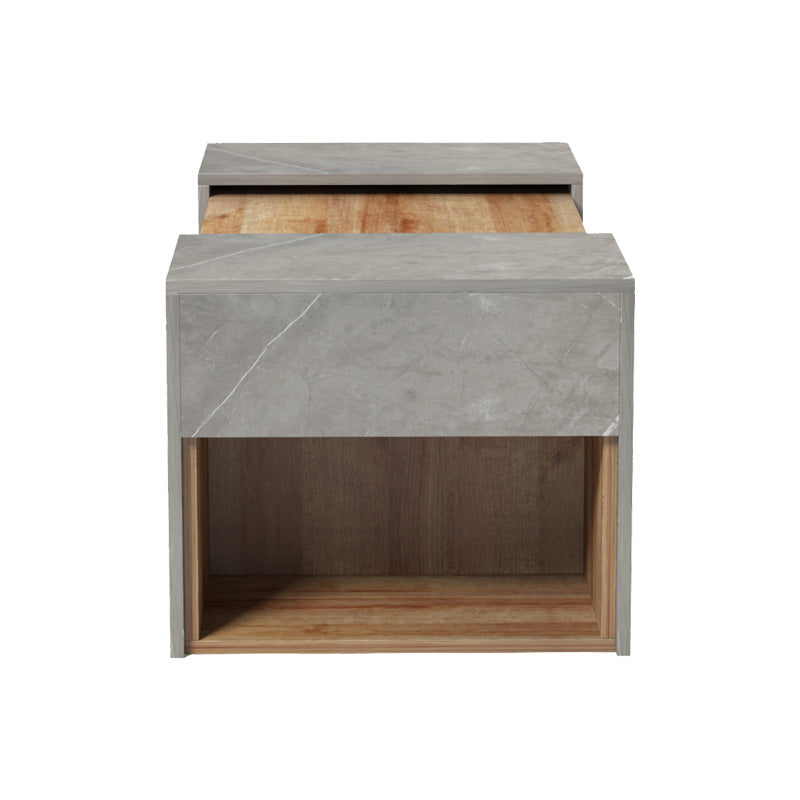 Masa de cafea polimorfa Morfi, 3 bucati, de marmura stejar-bej, 105x45x37 cm