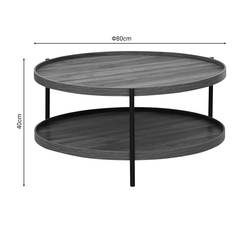 Masa de cafea Portogie mdf nuc - metal negru D80x40cm - Nuc
