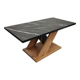 Masa de cafea Solange cu aspect de marmura neagra, Sonoma, 110x55x47 cm