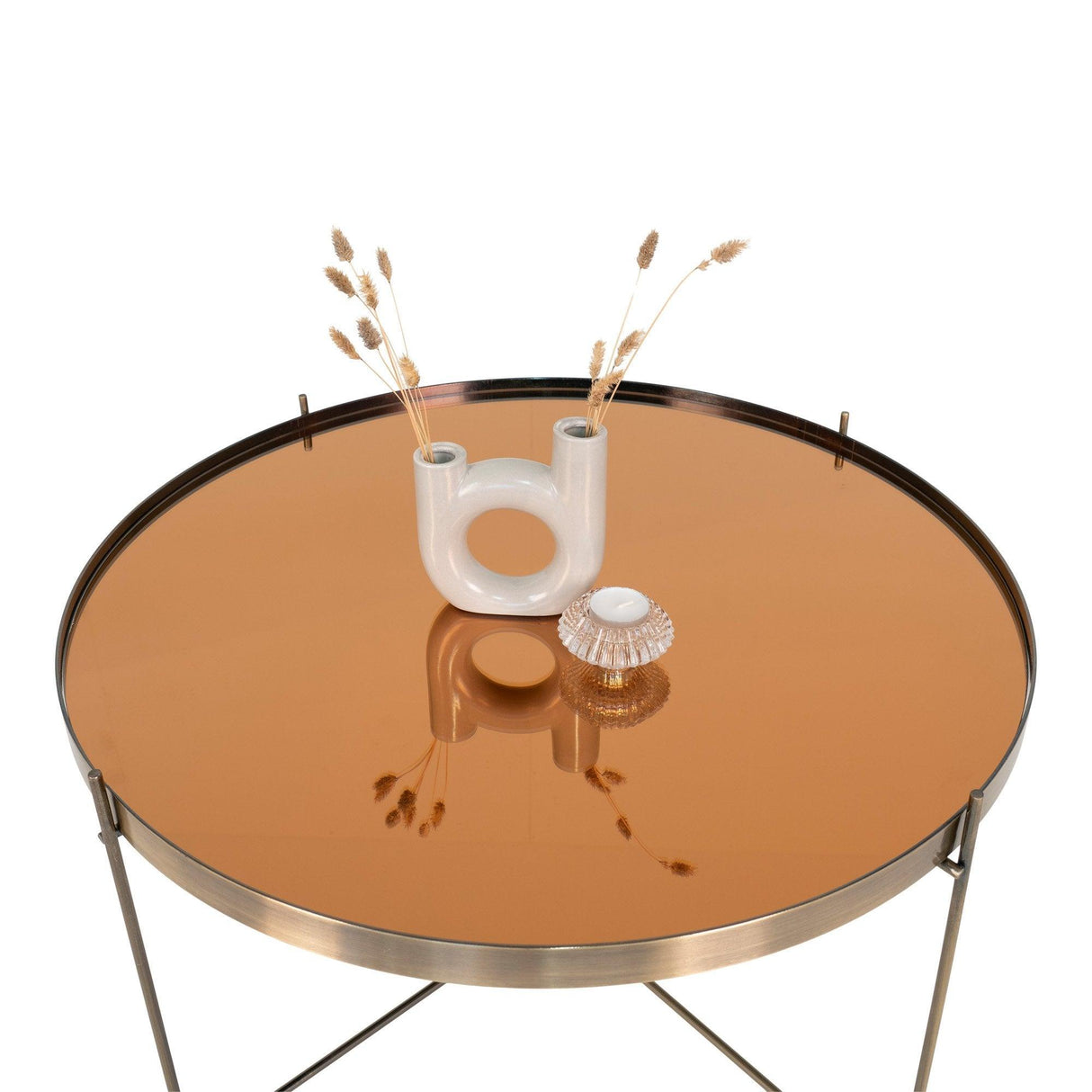 Masa de Cafea Venezia, Auriu - Negru, 70x40x70 cm - Auriu