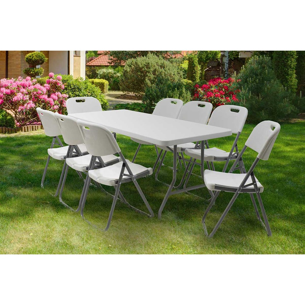 Masa de camping pliabila comerciala Aprilia granit, alb, 183x76x74 cm