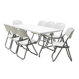 Masa de camping pliabila comerciala Aprilia granit, alb, 183x76x74 cm
