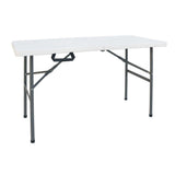 Masa de camping pliabila comerciala Rodeo cu rama metalica, Alb, 122x60x74 cm