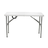 Masa de camping pliabila comerciala Rodeo cu rama metalica, Alb, 122x60x74 cm