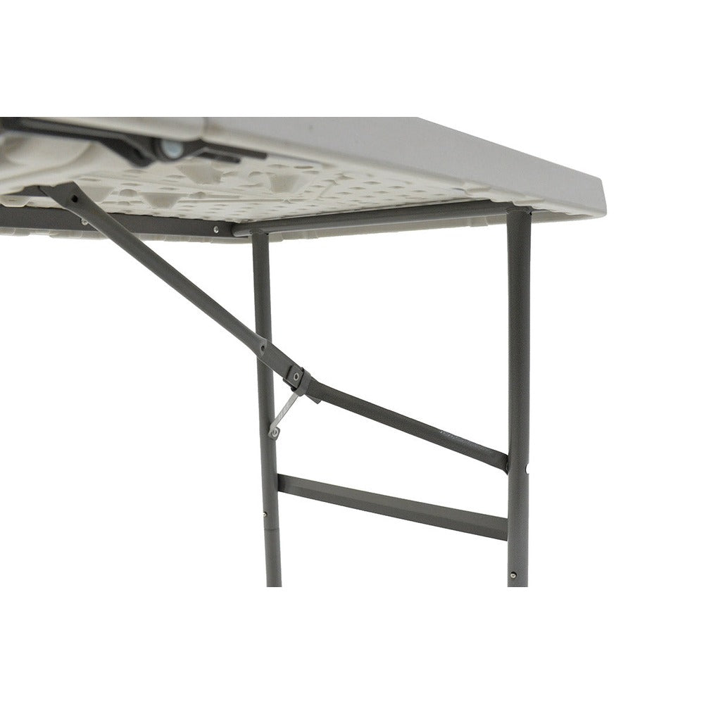 Masa de camping pliabila comerciala Rodeo cu rama metalica, Alb, 122x60x74 cm