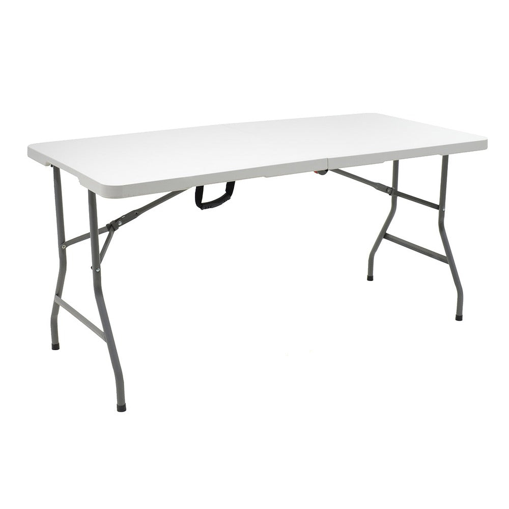 Masa de camping pliabila comerciala Rodeo rama metalica, Alb, 152x60x74 cm