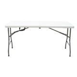 Masa de camping pliabila comerciala Rodeo rama metalica, Alb, 152x60x74 cm