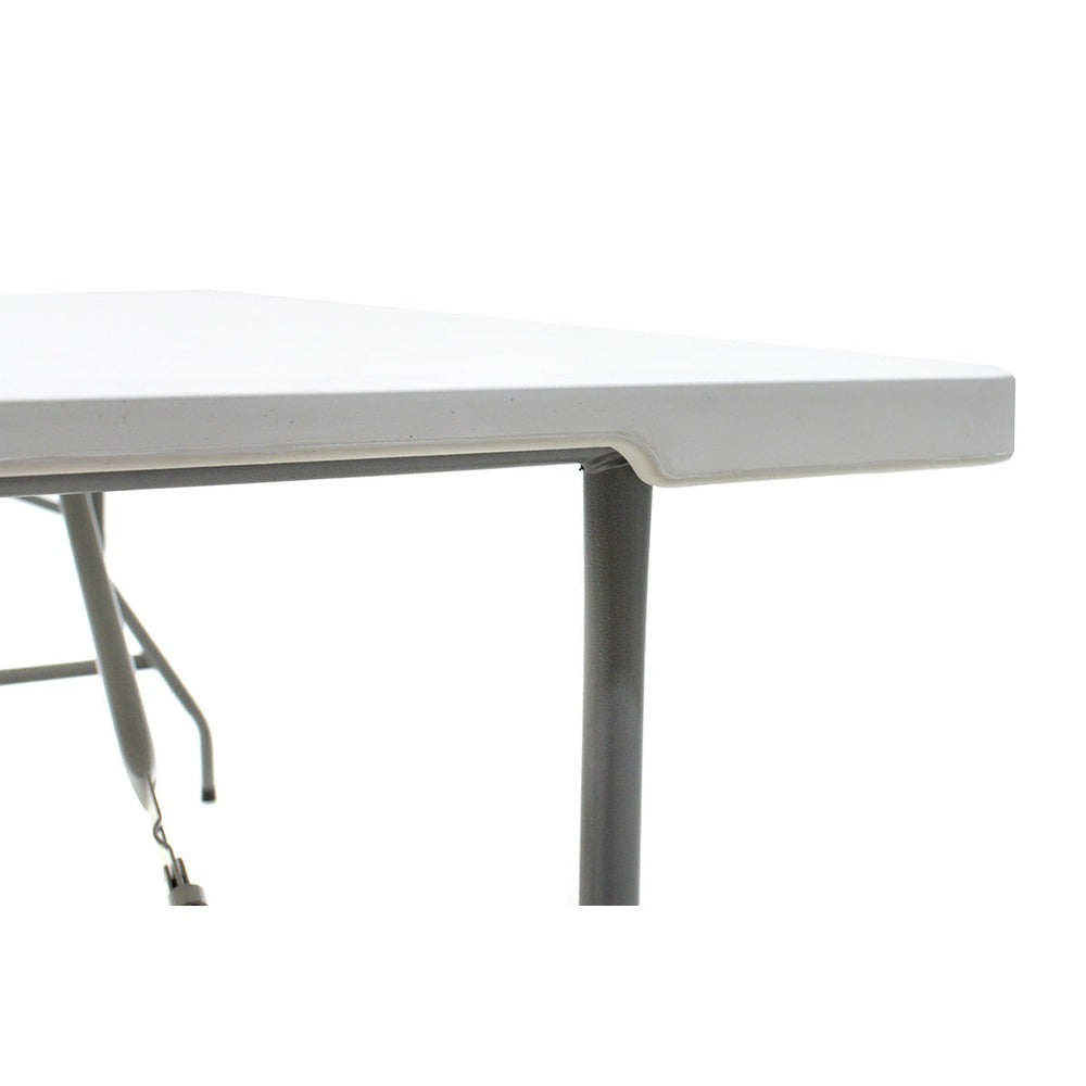 Masa de camping pliabila comerciala Rodeo rama metalica, Alb, 152x60x74 cm