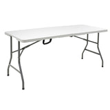 Masa de camping pliabila profesionala Rodeo cadru metalic, alba, 240x76x74 cm
