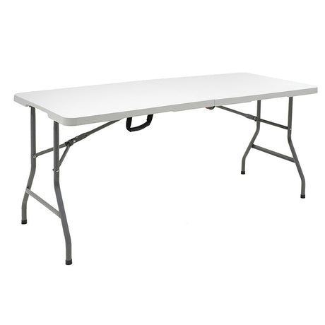 Masa de camping pliabila profesionala Rodeo cadru metalic, alba, 240x76x74 cm