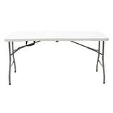 Masa de camping pliabila profesionala Rodeo cadru metalic, alba, 240x76x74 cm