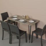 Masa de cina Palkon stejar -metal, negru, 120x60x73 cm - Gri