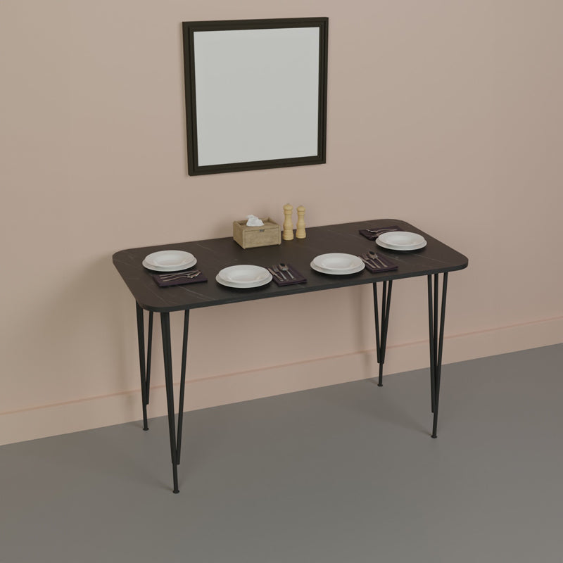 Masa de cina Palkon stejar -metal, negru, 120x60x73 cm - Negru