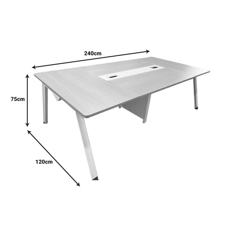 Masa de conferinta Armadi, Gri-Alb, 240x120x75 cm