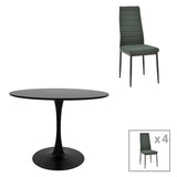 Masă de sufragerie cu 4 scaune Balou-Parker, Negru, metal și, 120x73 cm
