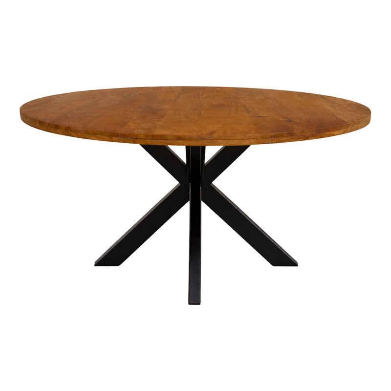 Masă de sufragerie cu funcție elegantă Royalty, Lemn de Mango Masiv, Negru, D130x77 cm