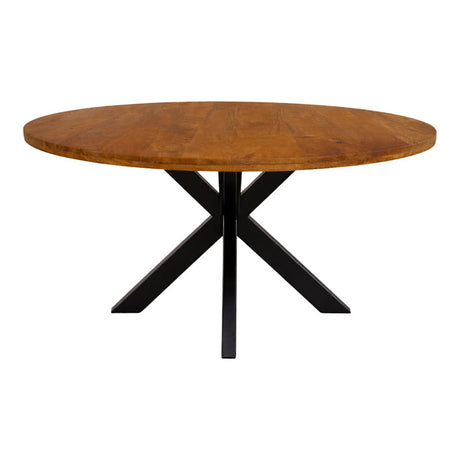 Masă de sufragerie cu funcție elegantă Royalty, Lemn de Mango Masiv, Negru, D130x77 cm