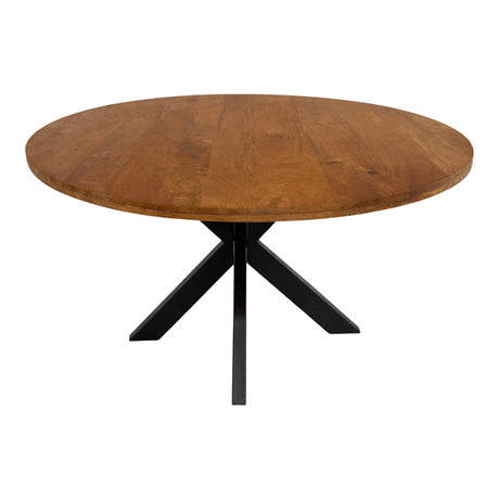 Masă de sufragerie cu funcție elegantă Royalty, Lemn de Mango Masiv, Negru, D130x77 cm