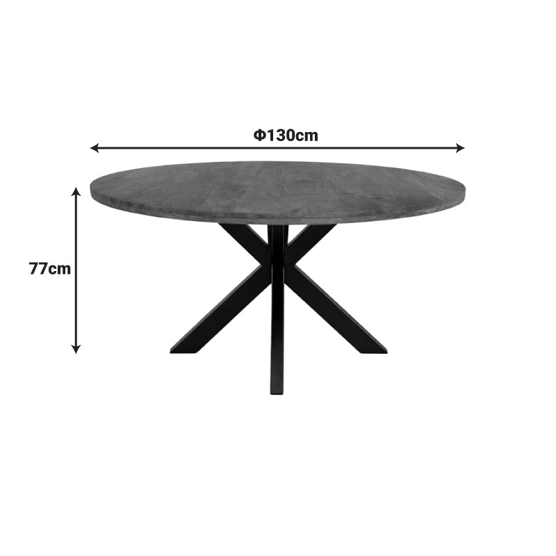 Masă de sufragerie cu funcție elegantă Royalty, Lemn de Mango Masiv, Negru, D130x77 cm