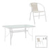 Masă de sufragerie cu scaune set 5 piese Obbi-Ensure, metal-Sticla, Alb, 120x70x70 cm