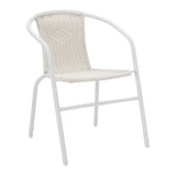 Masă de sufragerie cu scaune set 5 piese Obbi-Ensure, metal-Sticla, Alb, 120x70x70 cm
