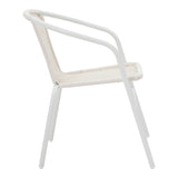 Masă de sufragerie cu scaune set 5 piese Obbi-Ensure, metal-Sticla, Alb, 120x70x70 cm