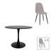 Masă de sufragerie cu set de 5 piese, negru-gri, D100x73 cm