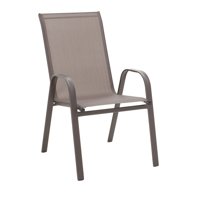Masă de sufragerie Ensure-Calan set 5 piese metal-textilene, maro, 120x70x70 cm
