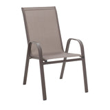 Masă de sufragerie Ensure-Calan set 5 piese metal-textilene, maro, 120x70x70 cm