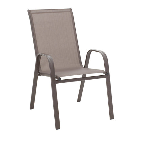 Masă de sufragerie Ensure-Calan set 5 piese metal-textilene, maro, 120x70x70 cm