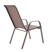 Masă de sufragerie Ensure-Calan set 5 piese metal-textilene, maro, 120x70x70 cm